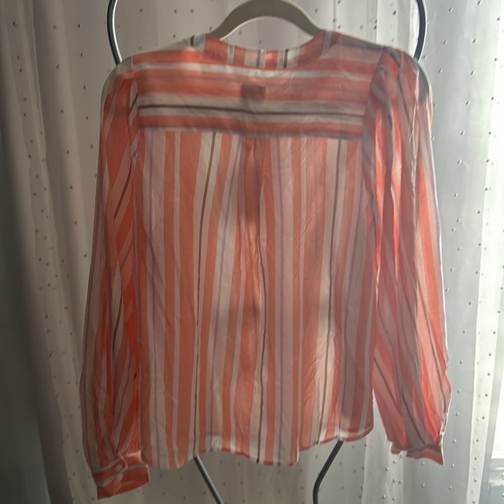 A New Day NWT Size M Coral Stripe Button Down Shirt - Picture 4 of 4